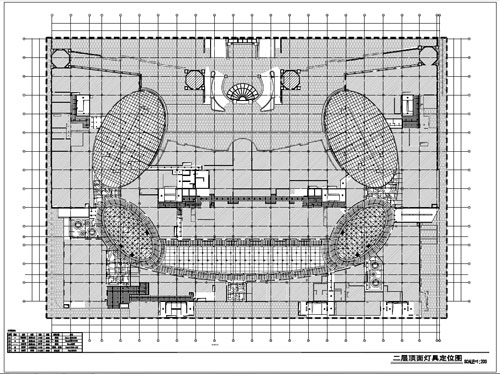 商場深化設(shè)計施工圖二層頂面燈具定位圖