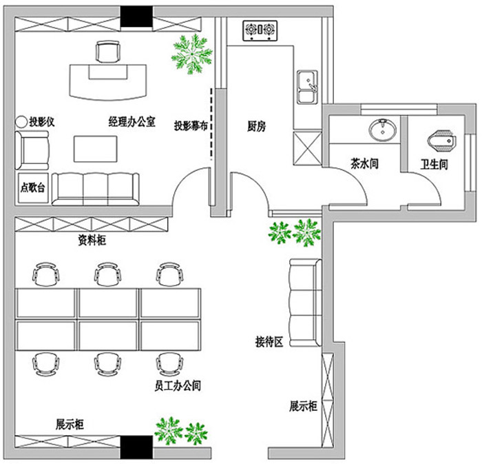 小型辦公室設(shè)計布局圖